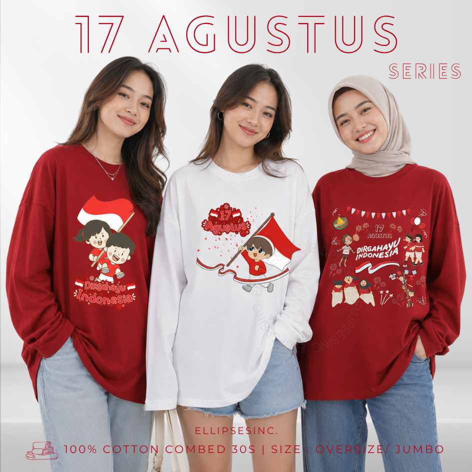 ELLIPSESINC Kaos Oversize Lengan Panjang Unisex 17 Agustus…