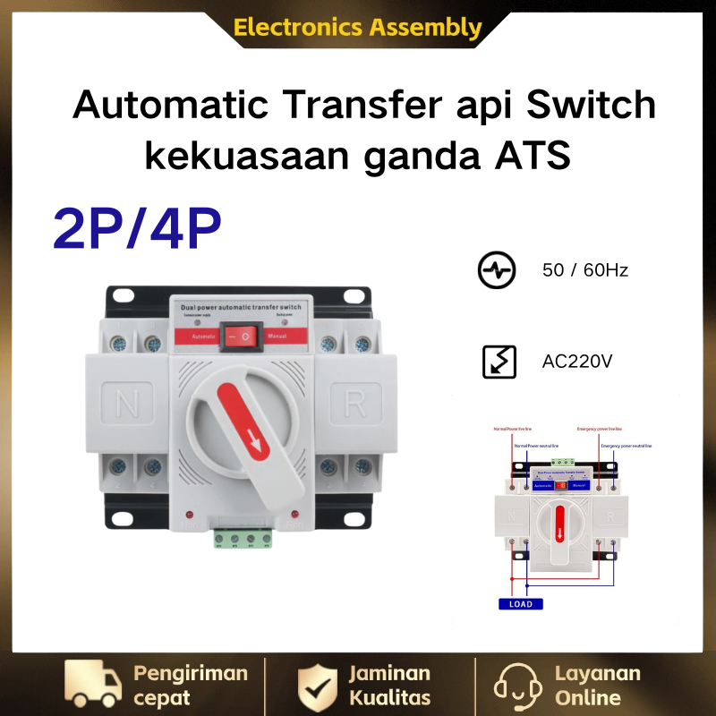 Jual ATS 63A 2P/4P Automatic Transfer Switch Otomatis PLN Genset Vision ...