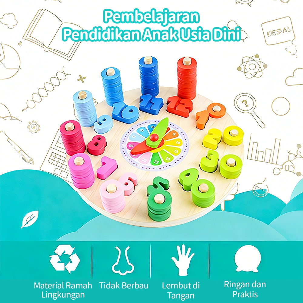 Jual Jam Mainan Anak Belajar Jam Kayu Mainan Edukasi Jam Kayu | Shopee ...