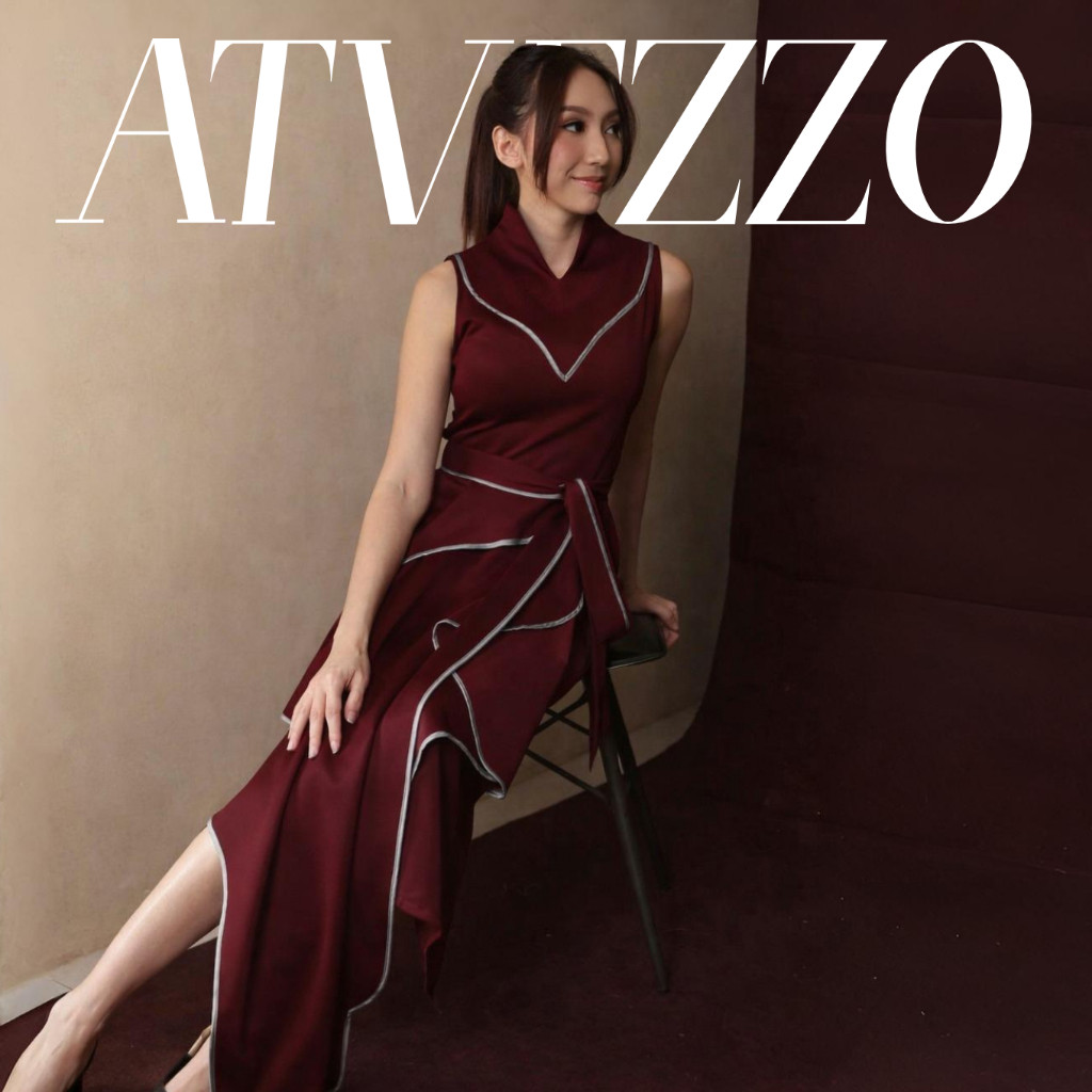 Xenna Long Dress Sleeveless Maroon Atvezzo Dress Pesta Baju Imlek Wanita Party Dress Imlek Wanita Kekinian Outfit Chinese New Year Korean Style CNY /Cara Woman dress /Malika by Modelano dress /Coma Label dress /Kleita Official dress vietnam dress