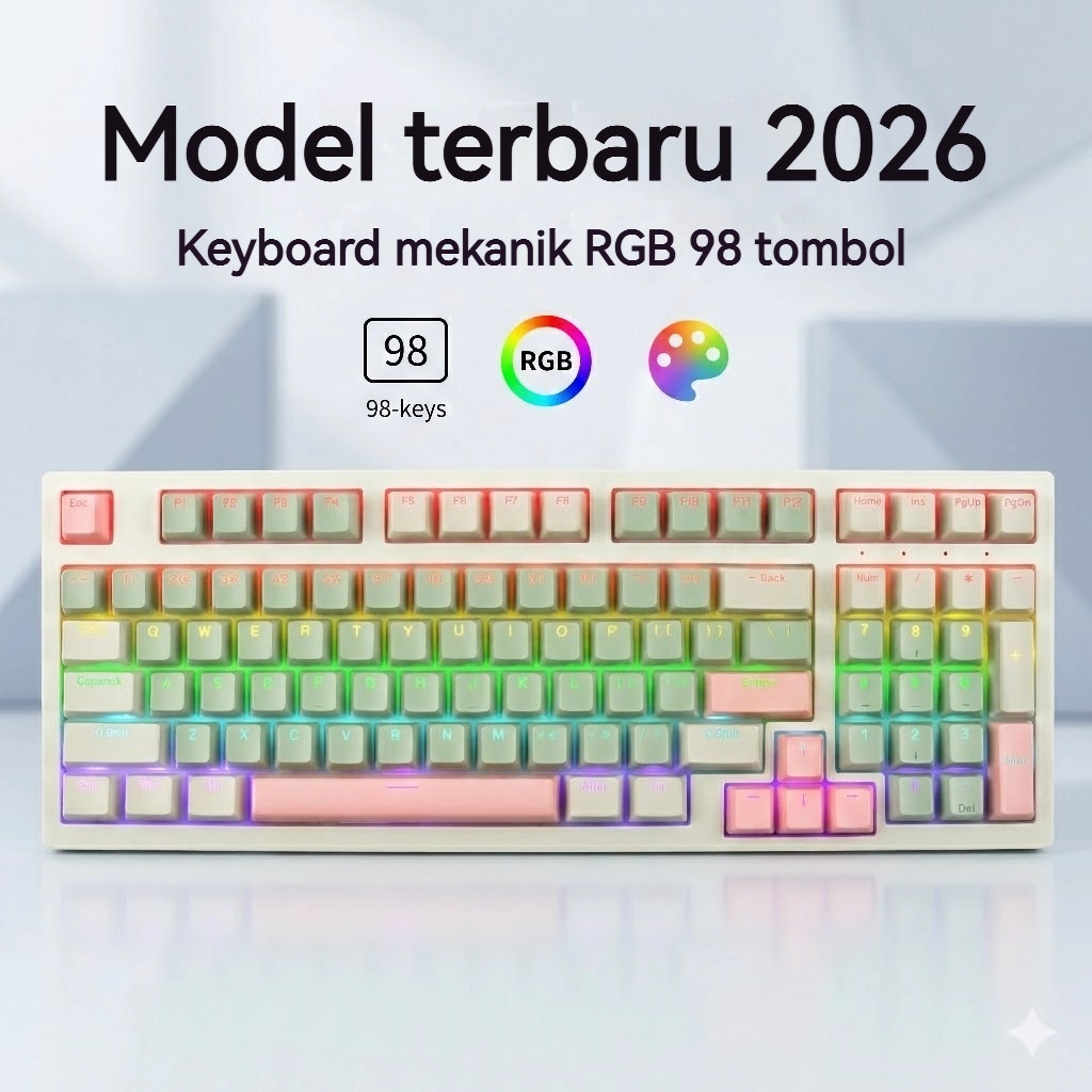 Jual JUTU 98 Keys Mechanical Keyboard ARGB Backlit Hotswap Wired Blue ...