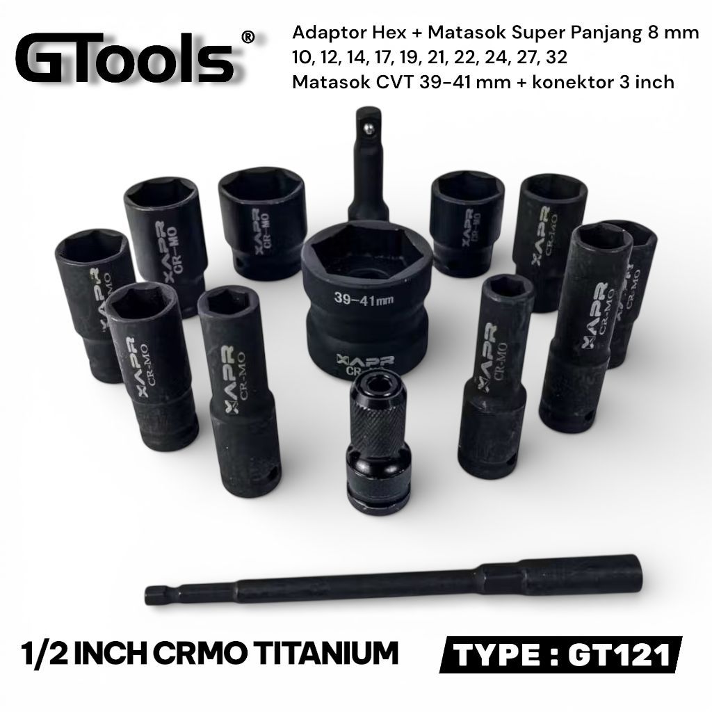 Jual APR RAJA GTOOLS GT121 Mata Sok Set 8mm-32mm Impact Wrench CVT ...