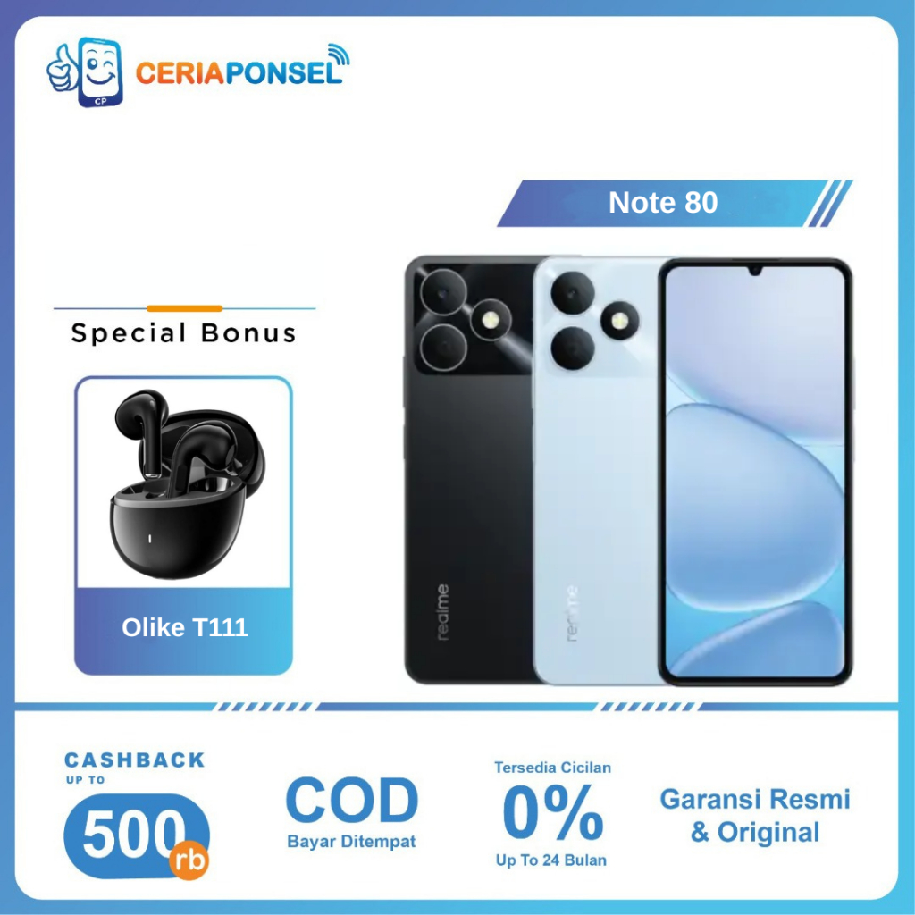 Realme Note 80 4/64GB & 4/128GB Unisoc T7250 8MP 6300mAh | Garansi Resmi Realme Indonesia 1 Tahun