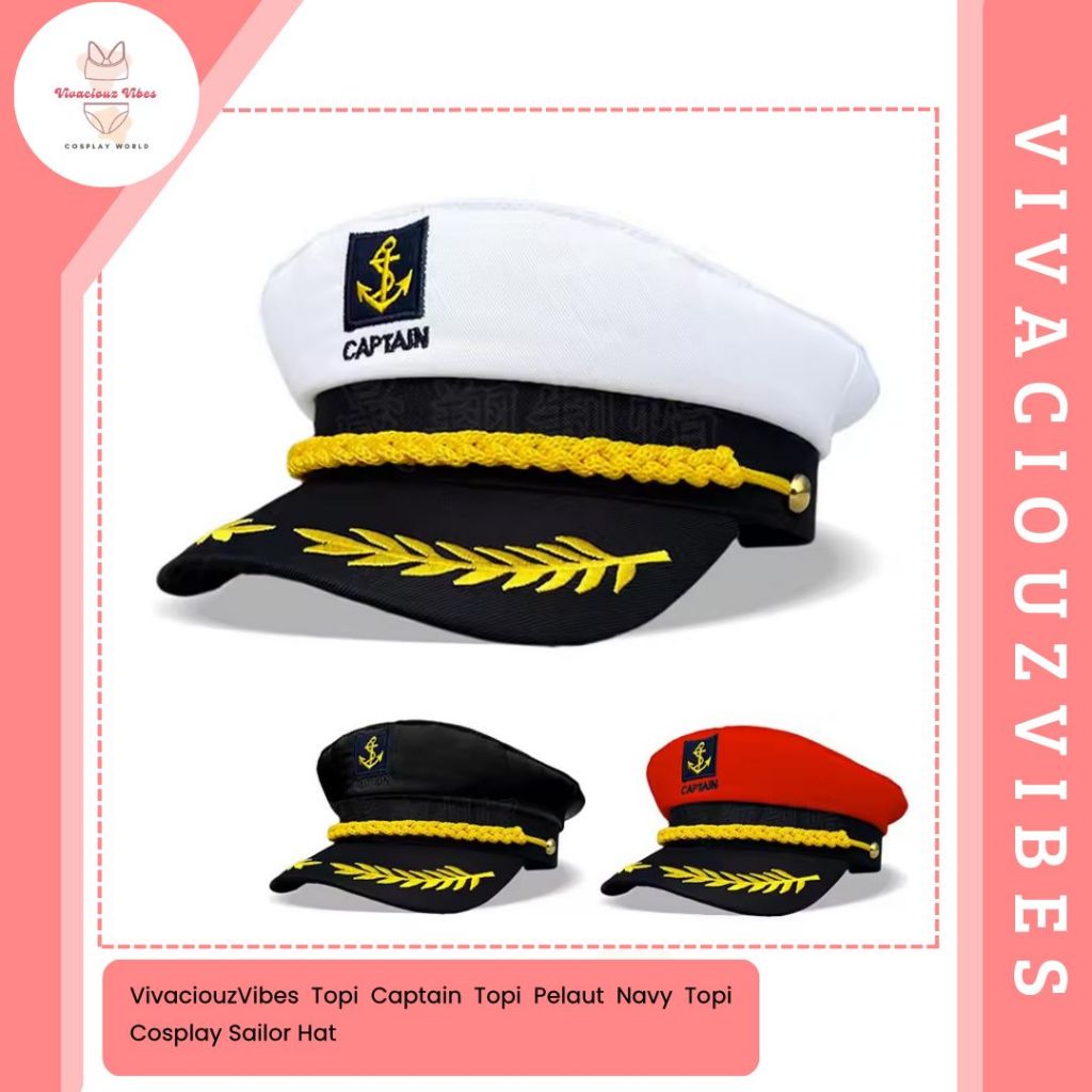 Jual Kozuvibes Topi Captain Topi Pelaut Navy Topi Cosplay Sailor Hat ...