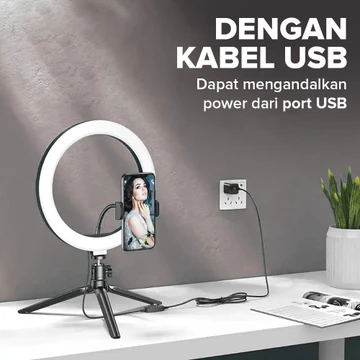 Lampu Studio Ring Light LED 3in1 Color Free Holder 25.5cm