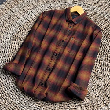 HEYTUAN Kemeja Flanel Pria Lengan Panjang Hem Premium Kotak Baju Modern Unisex