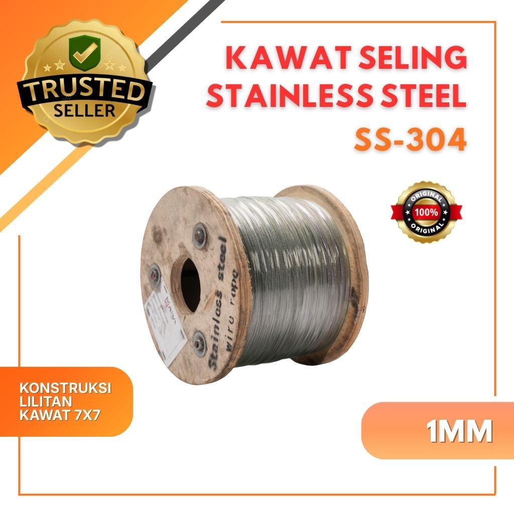 Jual Kawat Seling Stainless 304 1MM/ Wire Rope Stainless 304 1MM ...