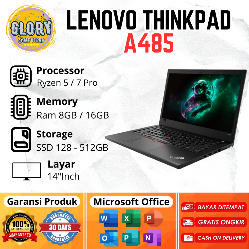 Jual Lenovo Thinkpad A485 Ryzen 5 Pro Ram 8GB / 16GB SSD 128GB / 256GB ...