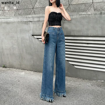 Loose Jeans Panjang Wanita Highwaist Celana Jeans Longgar Kulot Jeans Wanita Baggy Jeans Wanita
