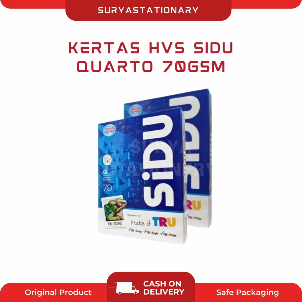 Jual (RIM) KERTAS HVS SIDU QUARTO 70gsm / KERTAS HVS SIDU / KERTAS HVS ...
