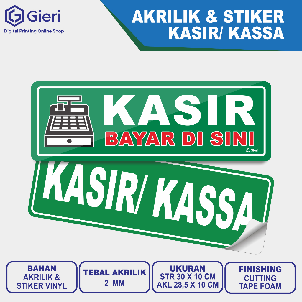 Jual Kasir / Kassa / Akrilik & Stiker / Papan Nama Meja Kasir | Shopee ...