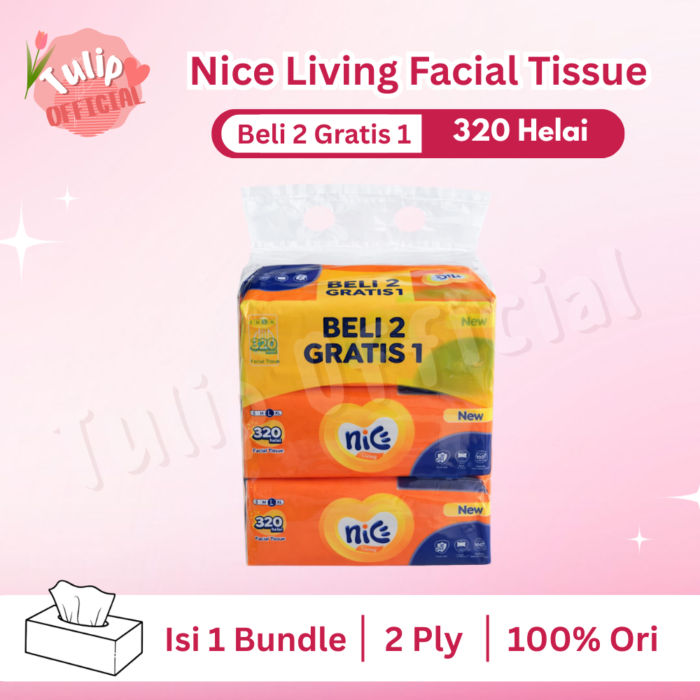Jual Tisu Tissue NICE Facial 320 Helai Beli 2 Gratis 1 | 2 Ply | 1 ...