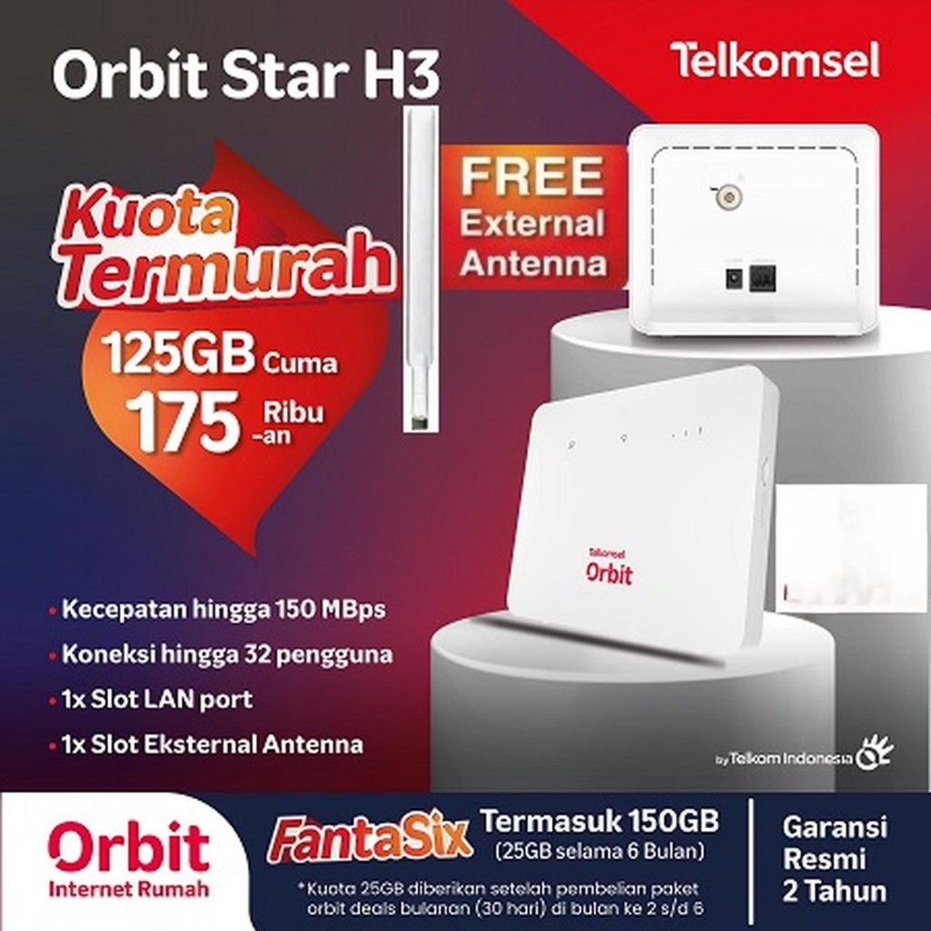 Jual Modem Wifi Router Orbit Star H3 4G LTE Cat4 Powered by Huawei Free ...