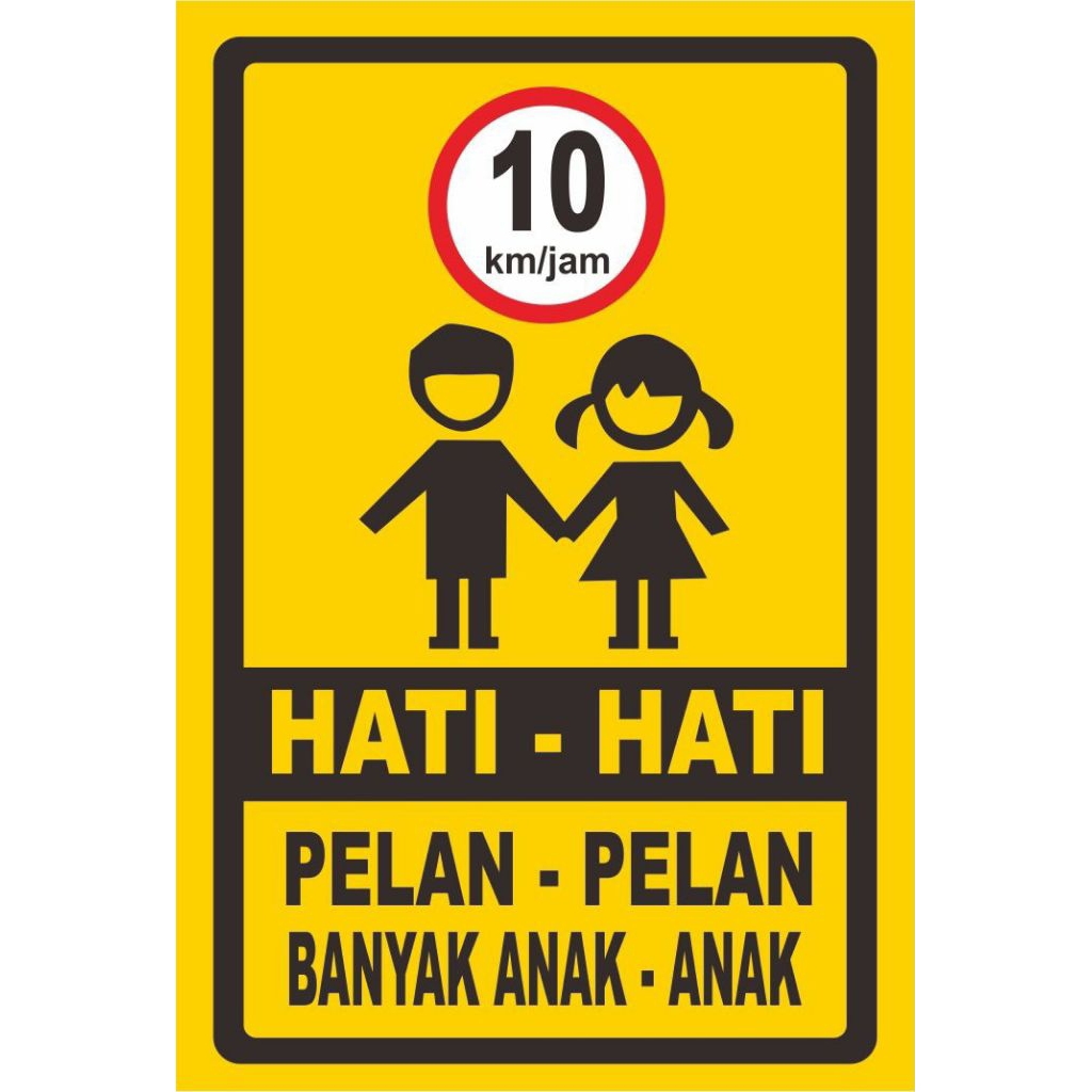 Jual Sign board Plang PVC/ACP rambu tanda marka HATI HATI PELAN PELAN ...