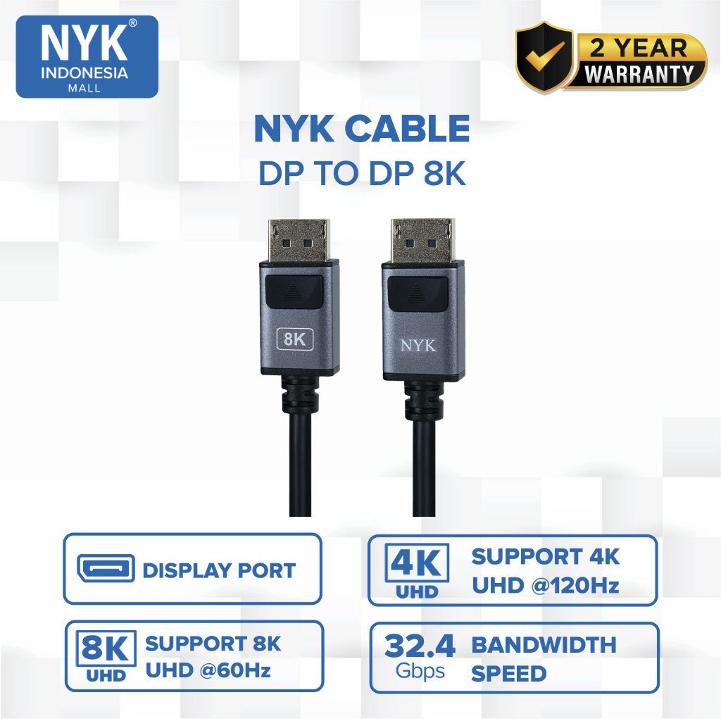 NYK Kabel Display Port to Display Port 8K/4K/2K COD