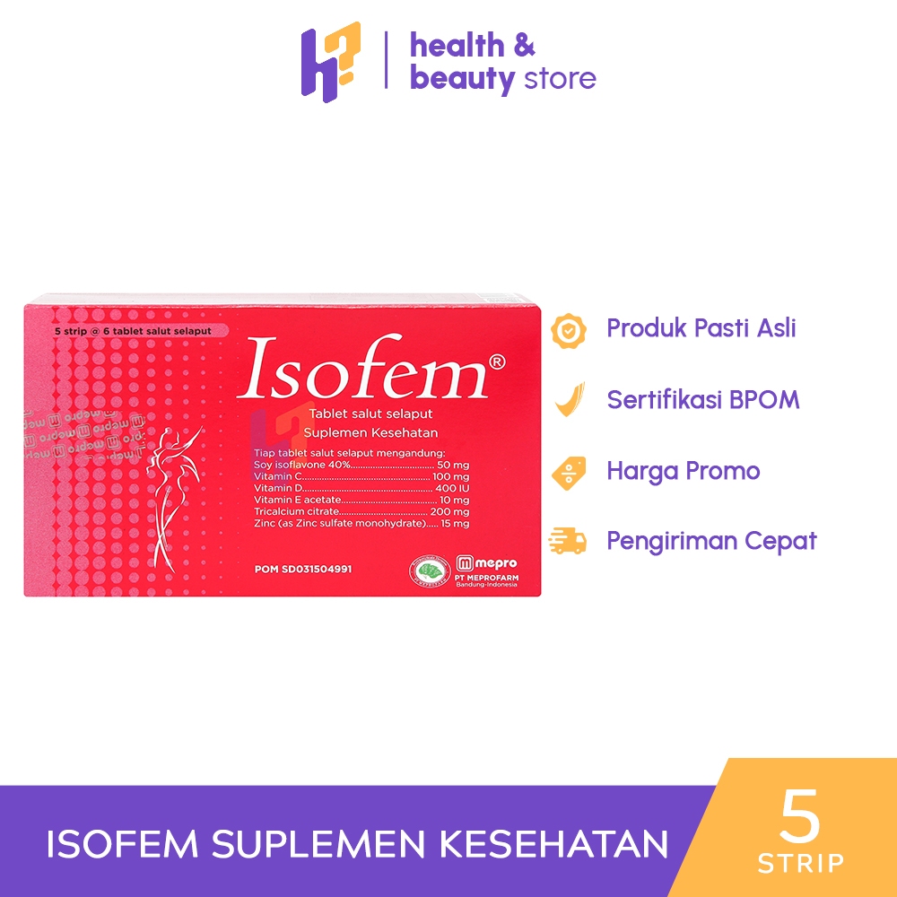 Jual ISOFEM 1 BOX ISI 5 STRIP | SUPLEMEN MENOPAUSE, KESEHATAN WANITA ...