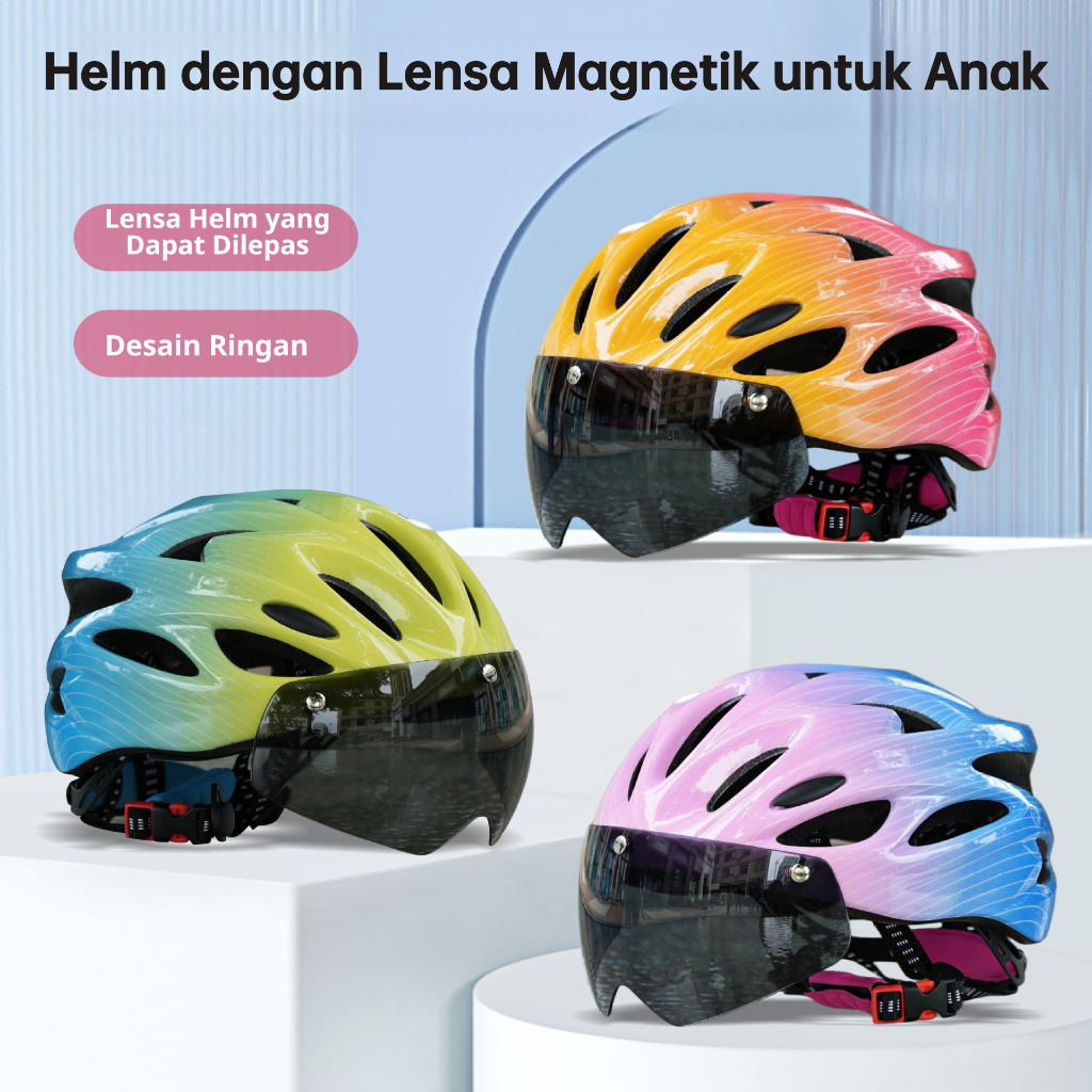 Jual Helm Sepeda Anak Lensa Magnetik 3-12 Tahun | Helm Proteksi Ringan ...