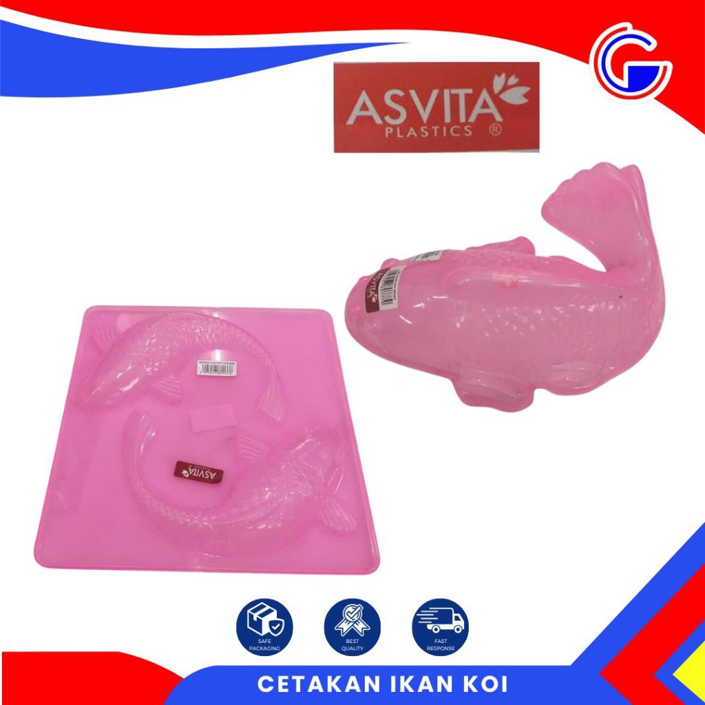 ASVITA Cetakan Agar Koi Tanggung Plastik Kuat Tebal Pink - Cetakan Jelly Besar