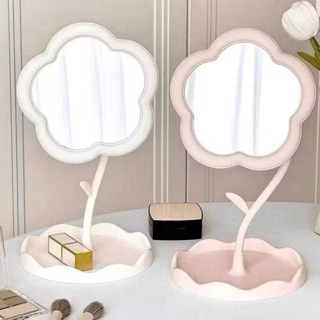 Jual Cermin Bunga Stand Make Up Rotating Mirror Aesthetic Standing ...