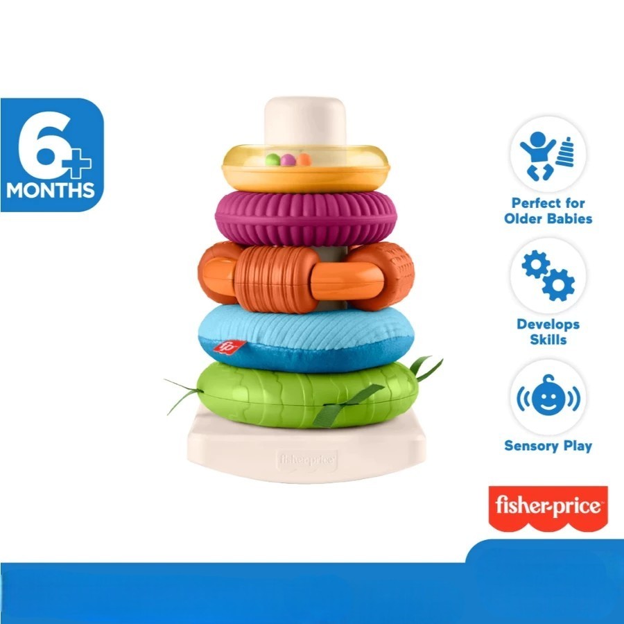 Jual Fisher Price Sensory Rock A Stack Roly Poly Donut Stacking Toy ...