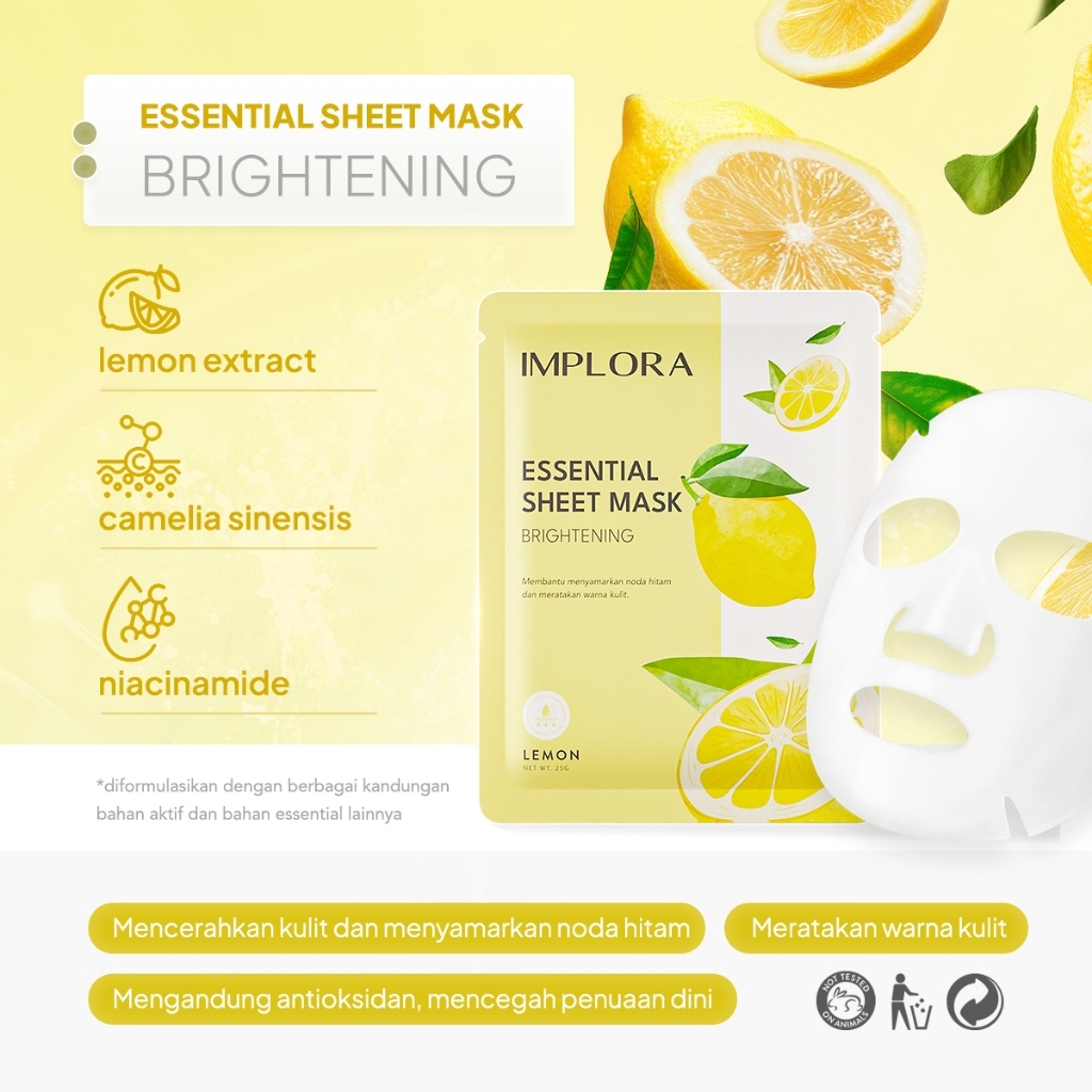 Jual IMPLORA Essential Sheet Mask 25 GR - Masker Topeng Wajah | Shopee ...