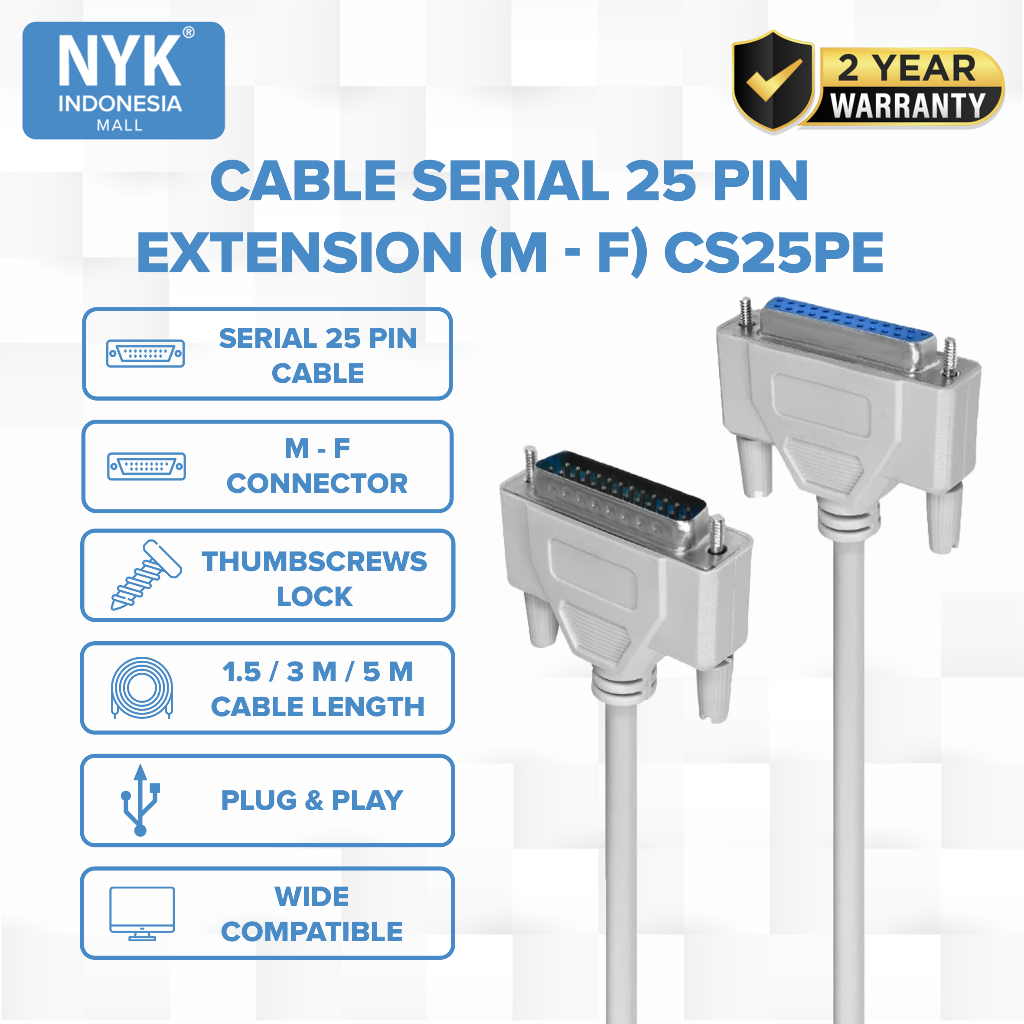Kabel NYK 5 Meter Serial 25 pin EXTENSION CS25PE