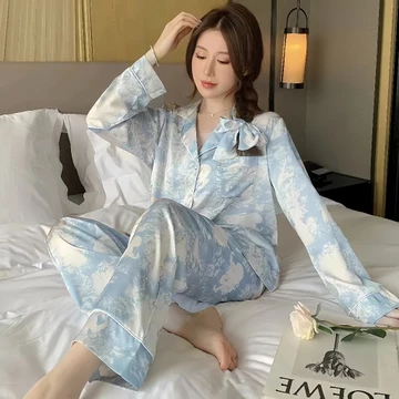 Baju Tidur Wanita Lengan Panjang Satin Premium Set Piyama Wanita Motif Tie Dye Trendi Ala Korea