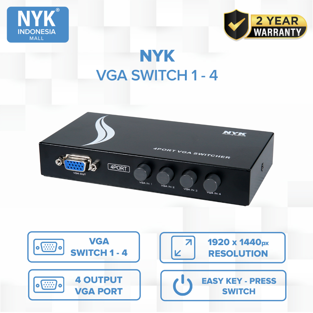 NYK VGA HUB 2.0 SWITCH 1-4 port COD HUB bergaransi Docking Station Data transfer Mobile phone macbook android iphone ipad tab MHL