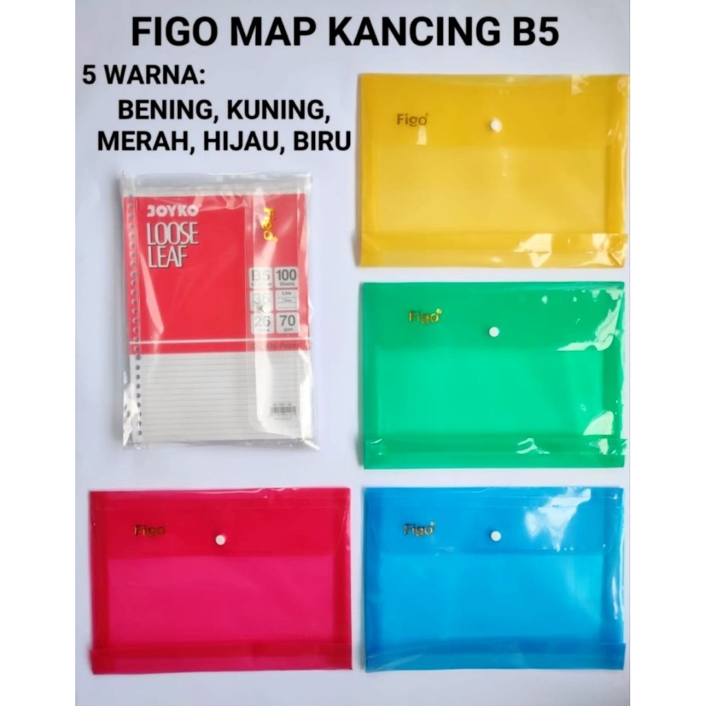 Jual MAP KANCING PLASTIK UKURAN B5, TERSEDIA 5 WARNA (KUNING/HIJAU/BIRU ...
