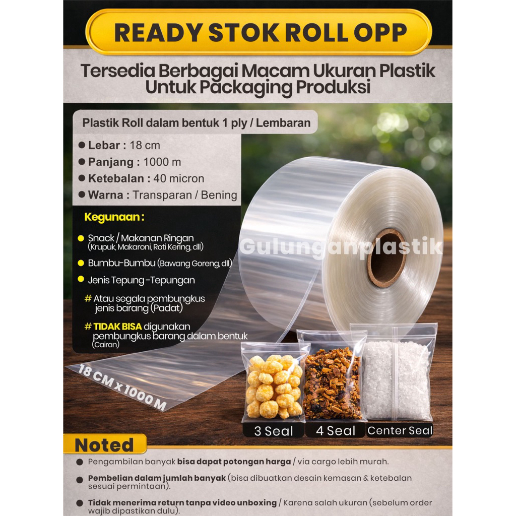 Jual PLASTIK ROLL OPP POLOS BENING/PLASTIK KEMASAN SACHET RENCENG ...