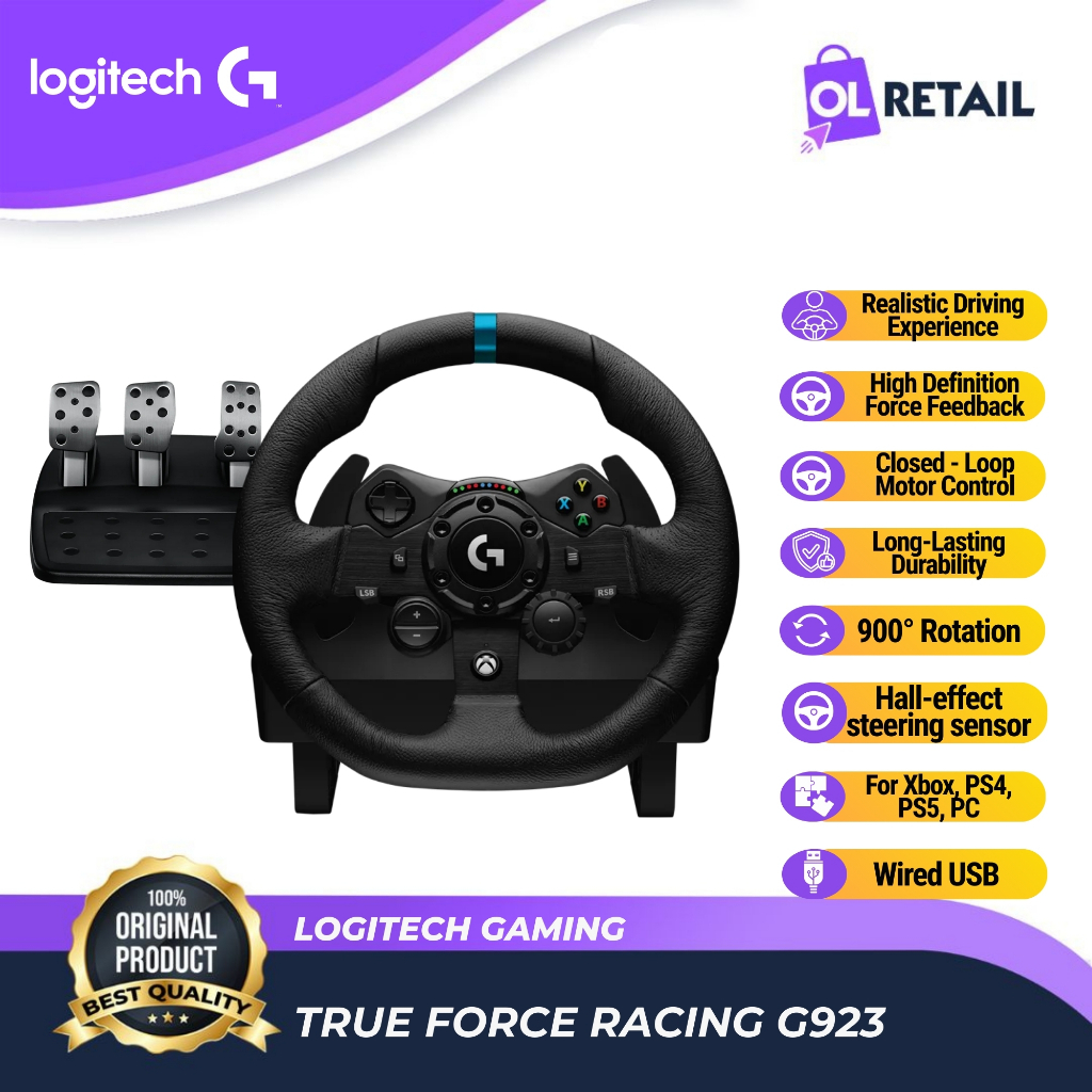 Jual True Force Steering Logitech G923 Wheel and Pedals for PS4 PS5 And ...