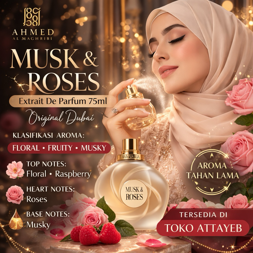 Jual Parfum AHMED AL MAGHRIBI Musk & Roses Extrait De Parfum 75ml ...