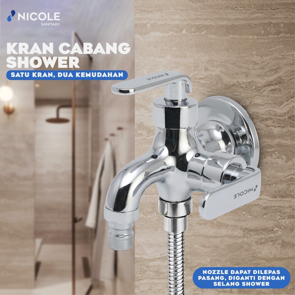 Jual Nicole Kran Cabang Keran Air Shower Kuningan 1/2 inch Cabang Keran ...