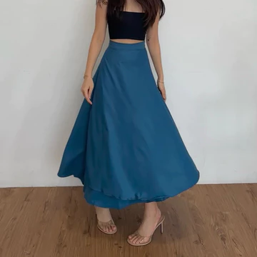 Rok Flare Wanita Rok Lilit Tali Kondangan Wisuda Bawahan Satin Valvet Instan