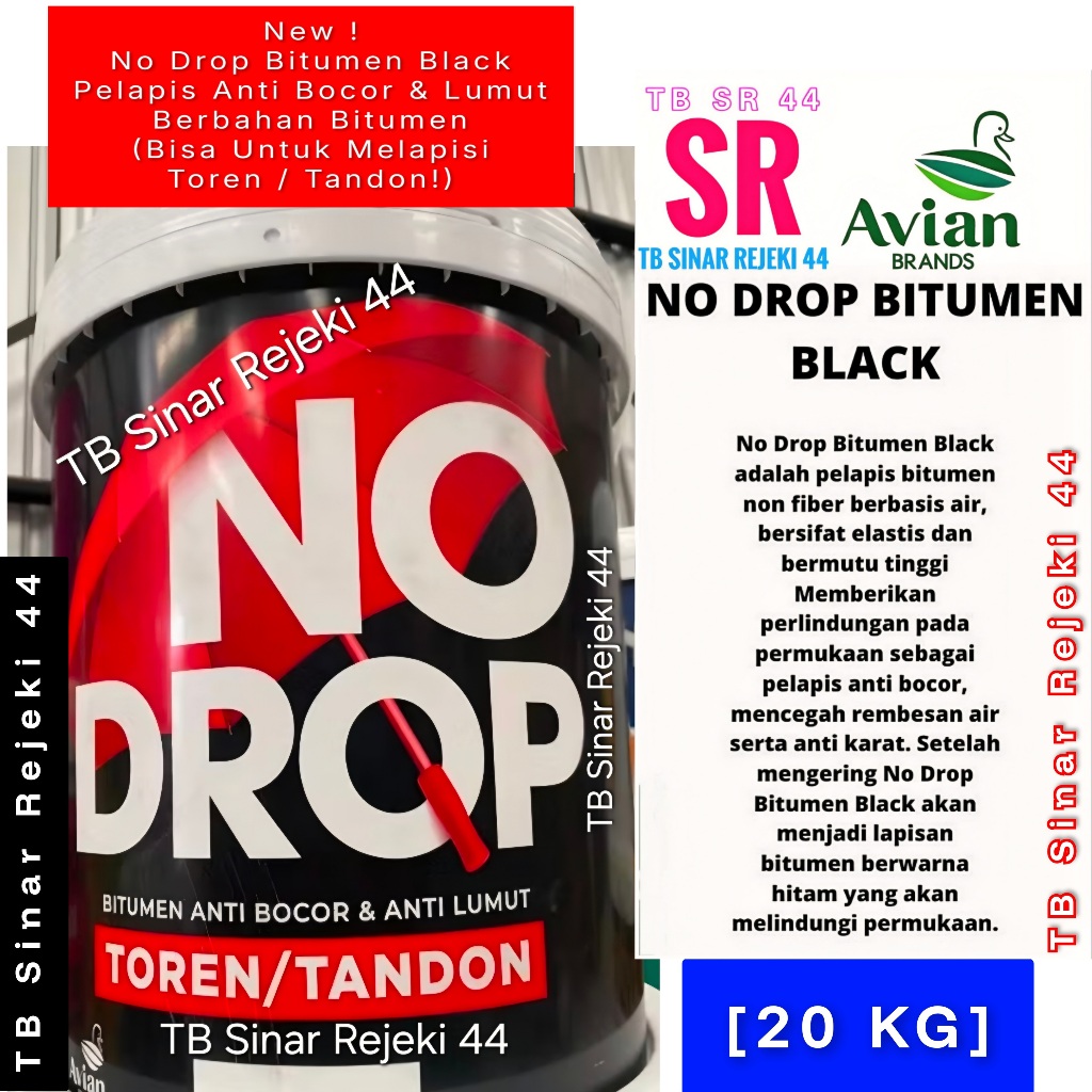 Jual [CARGO] NO DROP BITUMEN BLACK 20 KG Waterproofing Cat Pelapis Anti ...