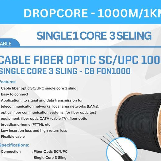 Jual Kabel Fiber Dropcore 1 Core 1000 Meter 1KM NYK Cables Kabel Fiber ...