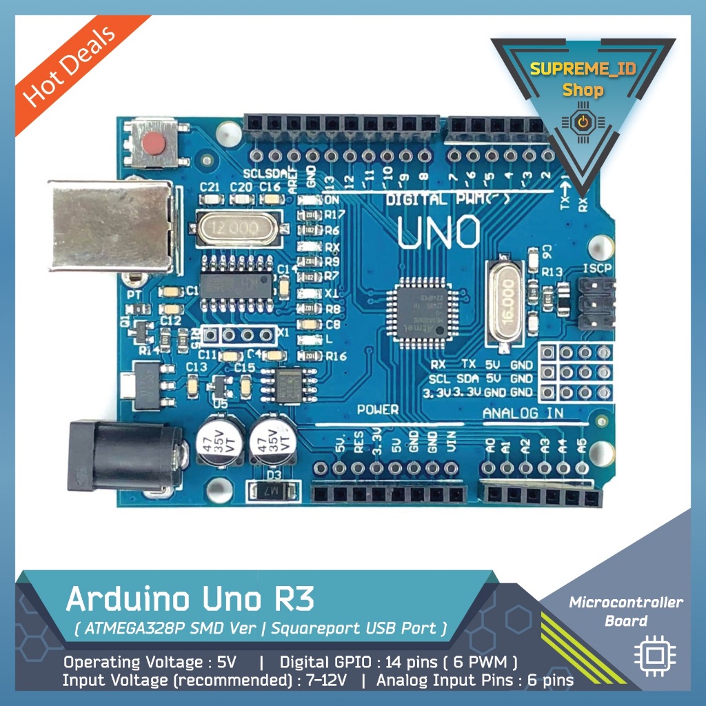 Jual Arduino Uno R3 ATmega328p SMD ver 8-bit Microcontroller ...