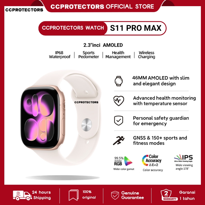 CCPROTECTORS SmartWatch Series S11 Pro Max With 2.3" HD AMOLED Display IP68 Waterproof Wireless Charging Dan Ganti Wallpapper Custom Wallpaper Jam Tangan Smartwatch Wanita Smartwatch Wanita Pria Jam Tangan Wanita
