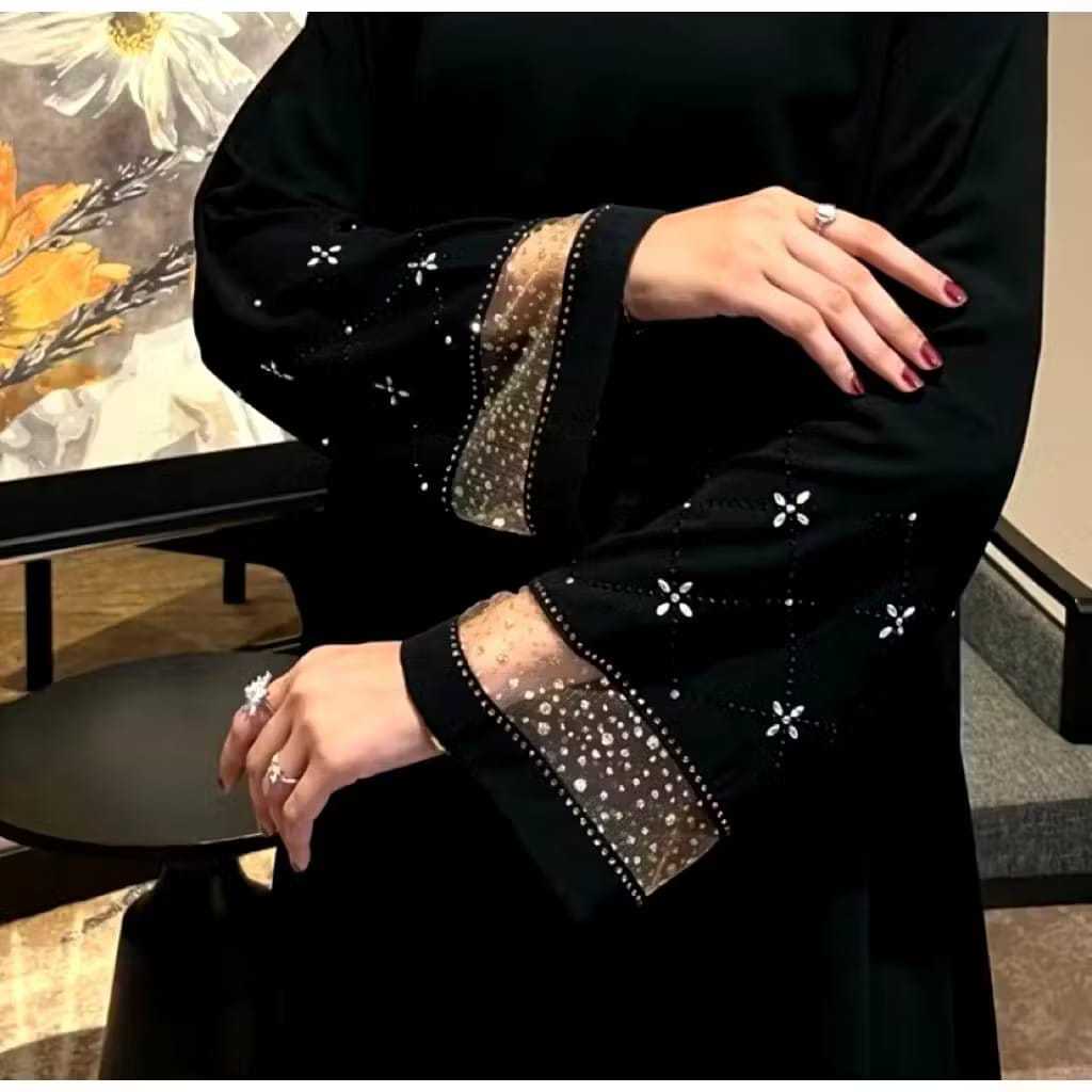 Gamis Abaya Qanita Bahan Sabrina Anti UV Swarovsky Mewah Gamis Kondangan