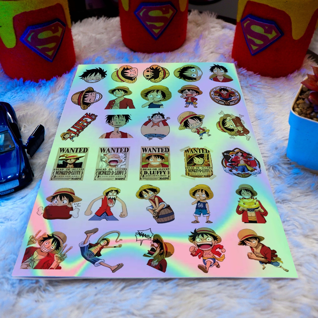 Jual Stiker Luffy One Piece 30 PCS Waterproof Vinyl Hologram Anime ...