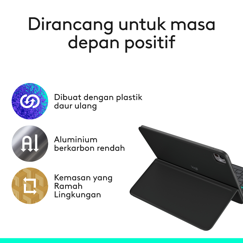 Logitech Flip Folio, Casing Keyboard untuk iPad Pro 11 inci (M4 & M5), iPad Air 11 inci (M2, M3 & M4), iPad Air (5th gen) – Casing Keyboard Bluetooth  (9)