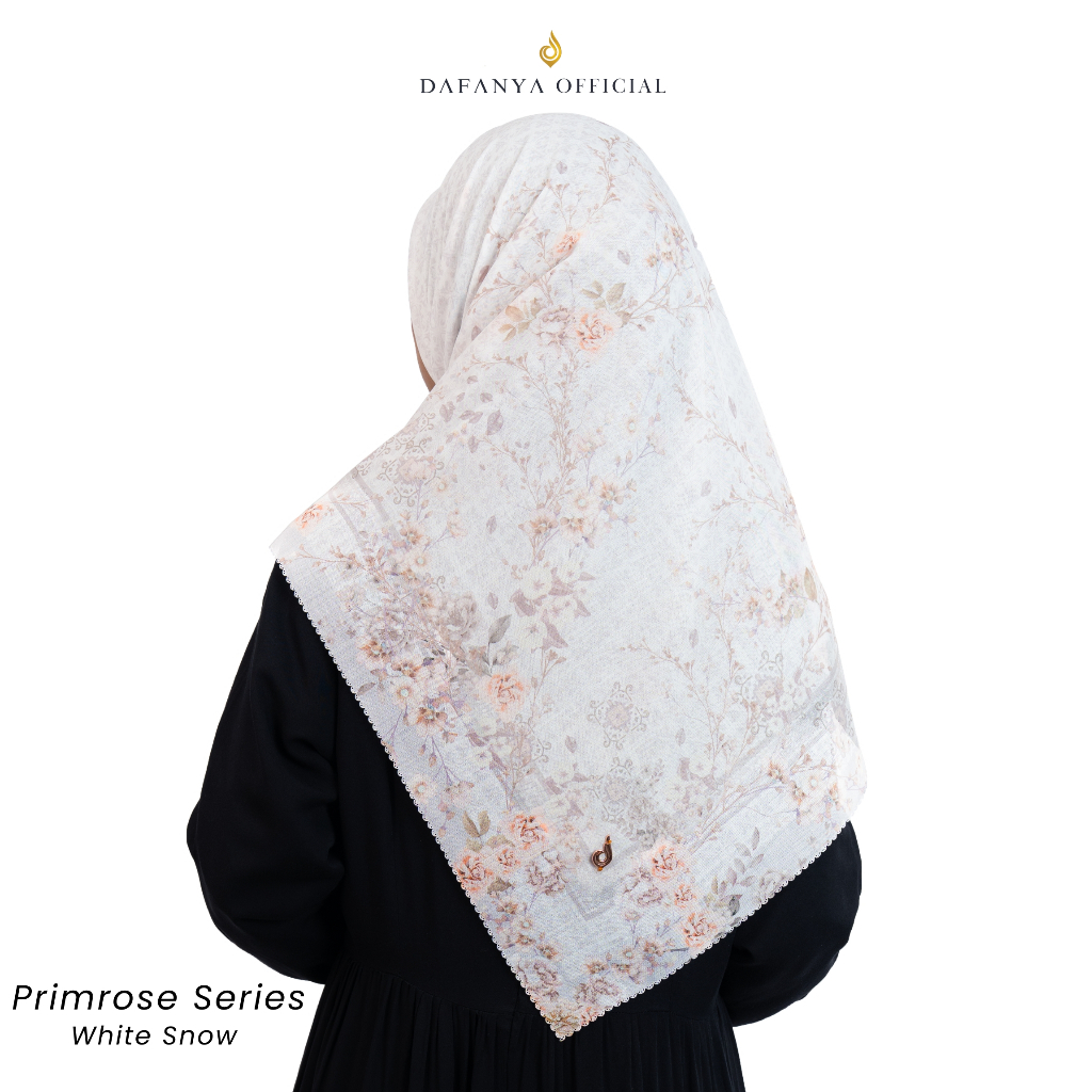 DAFANYA Primrose Series Jilbab Motif Floral Kerudung Segi Empat Hijab Scarf Bahan Voal Laser Cut