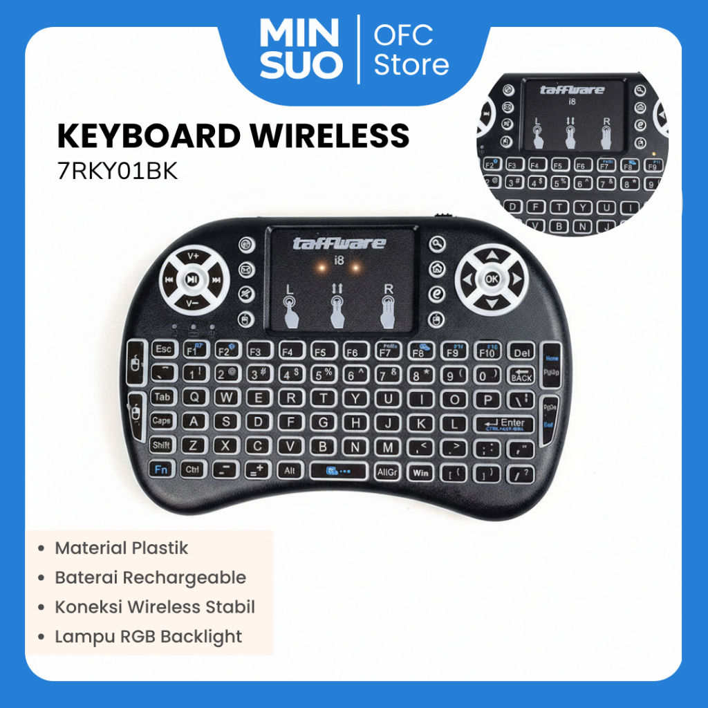 Jual Taffware Keyboard Wireless Mini 2.4GHz RGB with Touchpad Air Mouse ...