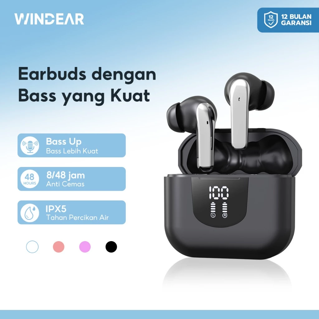 Windear KT06 Bluetooth Earphone LED Low Latency