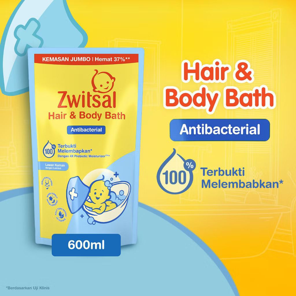 Jual Zwitsal Hair & Body Bath Antibacterial - 600 ml | Shopee Indonesia