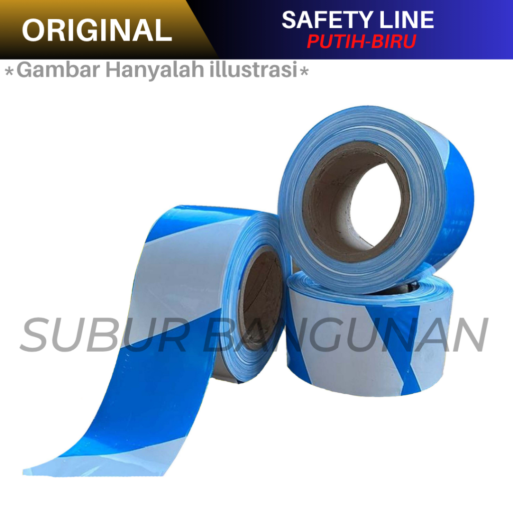 Jual Safety Line Biru Putih Marking Tape Tanpa Lem 3