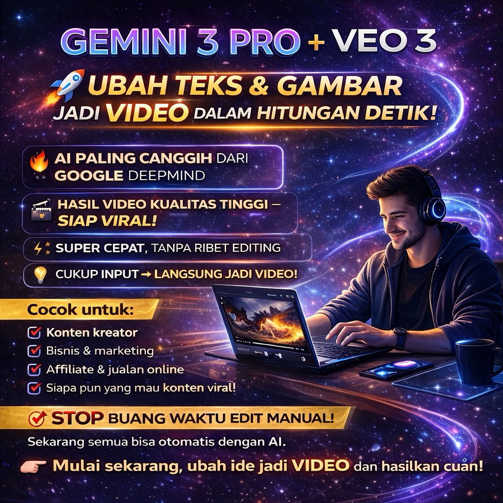 GEMINI AI PRO AKUN PRIVATE INCLUDE VEO 3 FLOW BONUS GDRIVE 5TB BERGARANSI ORDINARY