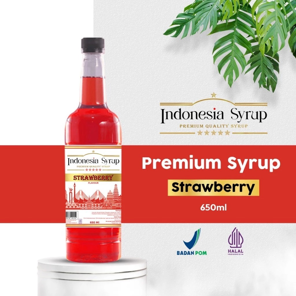 Jual Sirup Premium Rasa Strawberry | 650 ml & 80 ml | Halal BPOM ...