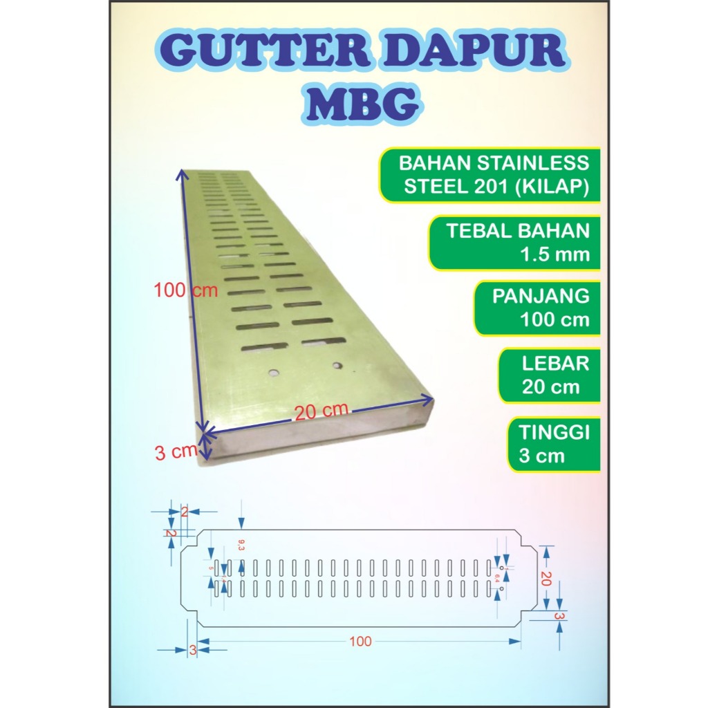 Jual GUTTER GRILL TUTUP SELOKAN COVER GOT STAINLESS STEEL 201 KILAP ...