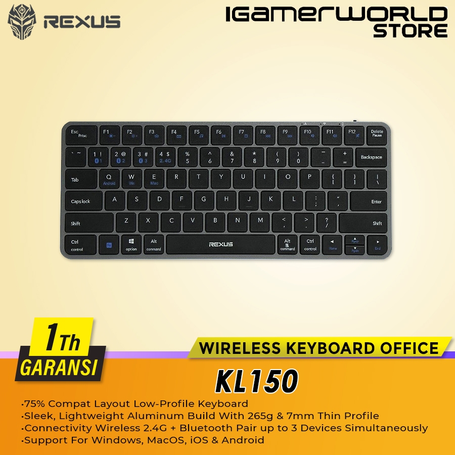 Jual Rexus KL150 / KL-150 Aluminum Low Profile Wireless Bluetooth Low ...